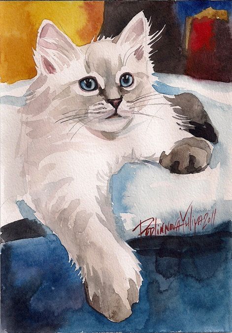 471x674 Kitty Portrait Art - Watercolor Kitten