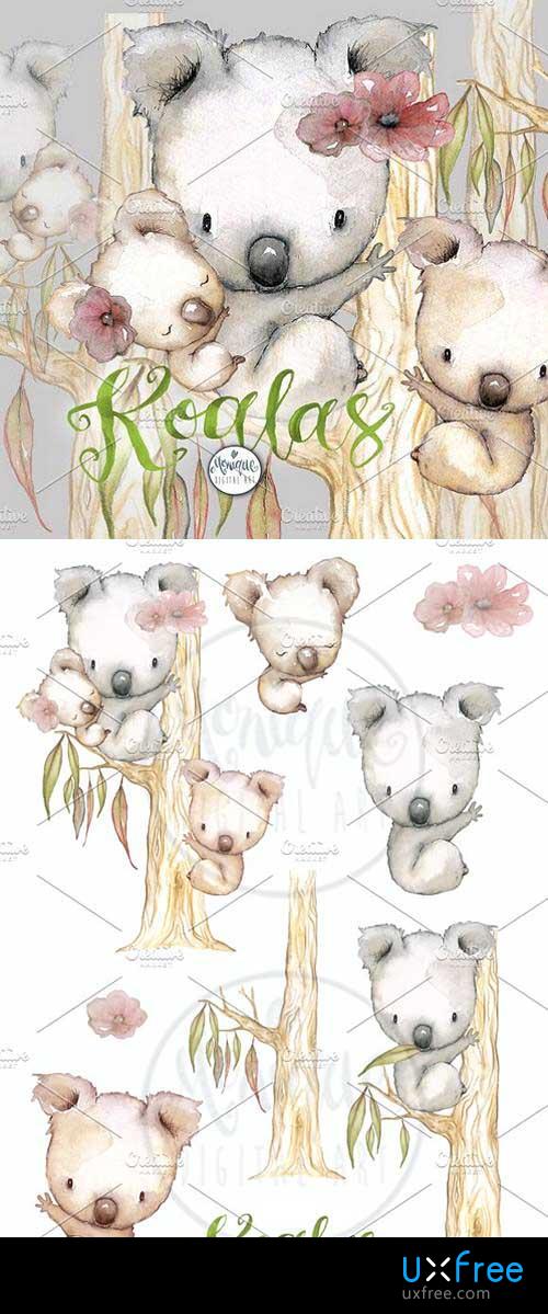 500x1199 Koala Clipart Watercolor 1636848 - Watercolor Koala