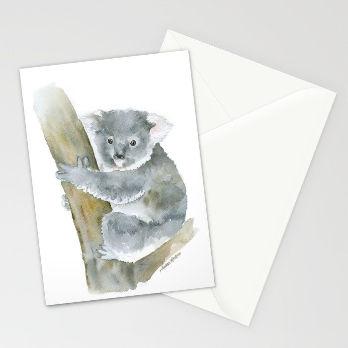 700x700 Koala Watercolor Painting Stationery Cards By Susanwindsor Society6 - Watercolor Koala