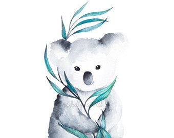 340x270 Nursery Print Of Baby Penguin, Nursery Wall Art Of Watercolour - Watercolor Koala