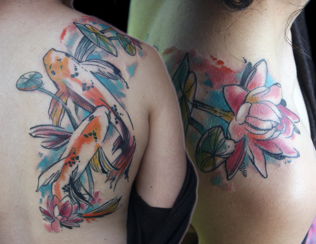 1024x789 Watercolor Koi Tattoo Deanna Wardin - Watercolor Koi Tattoo