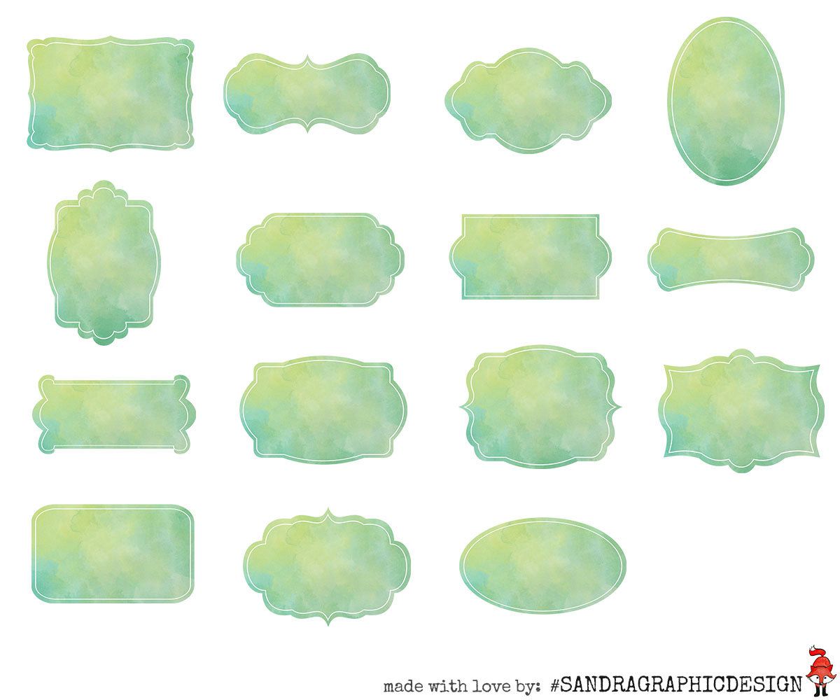 1200x1000 Label Clip Art Watercolor Labels With 15 Watercolor Clip Art - Watercolor Labels