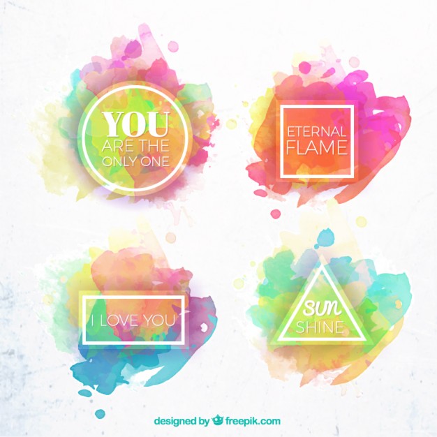 626x626 Pretty Labels With Watercolor Stains Vector Free Download - Watercolor Labels