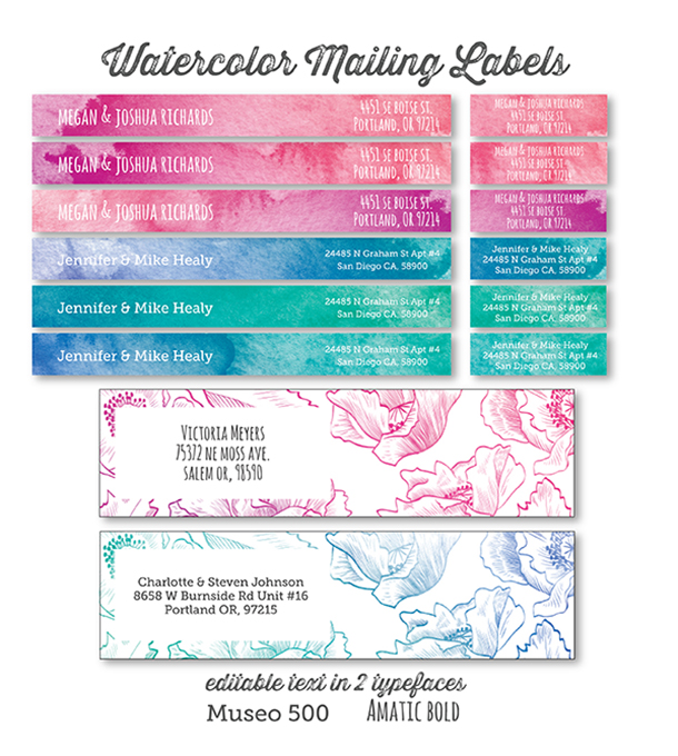 610x680 Printable Address Labels In A Watercolor And Floral Design - Watercolor Labels