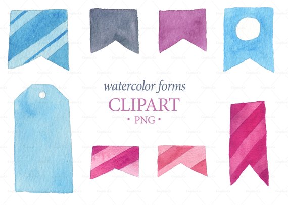 570x407 Watercolor Frames Clipart Watercolor Labels Digital Frame Etsy - Watercolor Labels