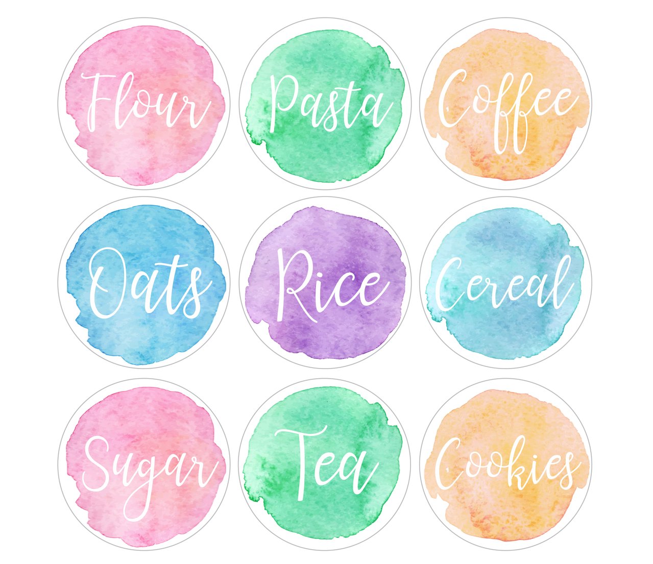 1279x1105 Watercolor Pantry Labels Labeldaddy - Watercolor Labels
