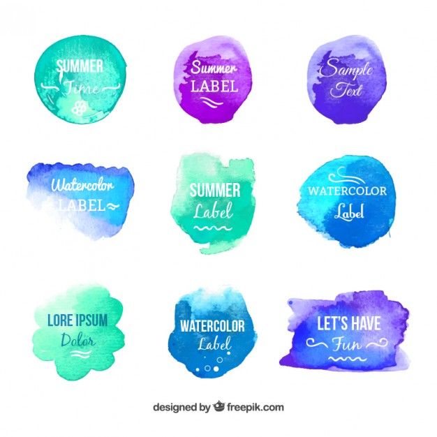 626x626 Watercolor Labels From Freepik Photoshop - Watercolor Labels