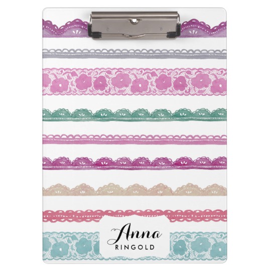 540x540 Watercolor Lace Ribbon Girly Rainbow Painted Clipboard - Watercolor Lace