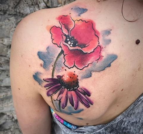 481x450 Watercolor Tattoos - Watercolor Ladybug Tattoo
