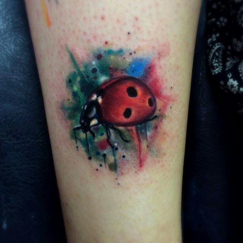 844x844 Watercolor Ladybug Tattoo By Craig Watts Tattoo - Watercolor Ladybug Tattoo