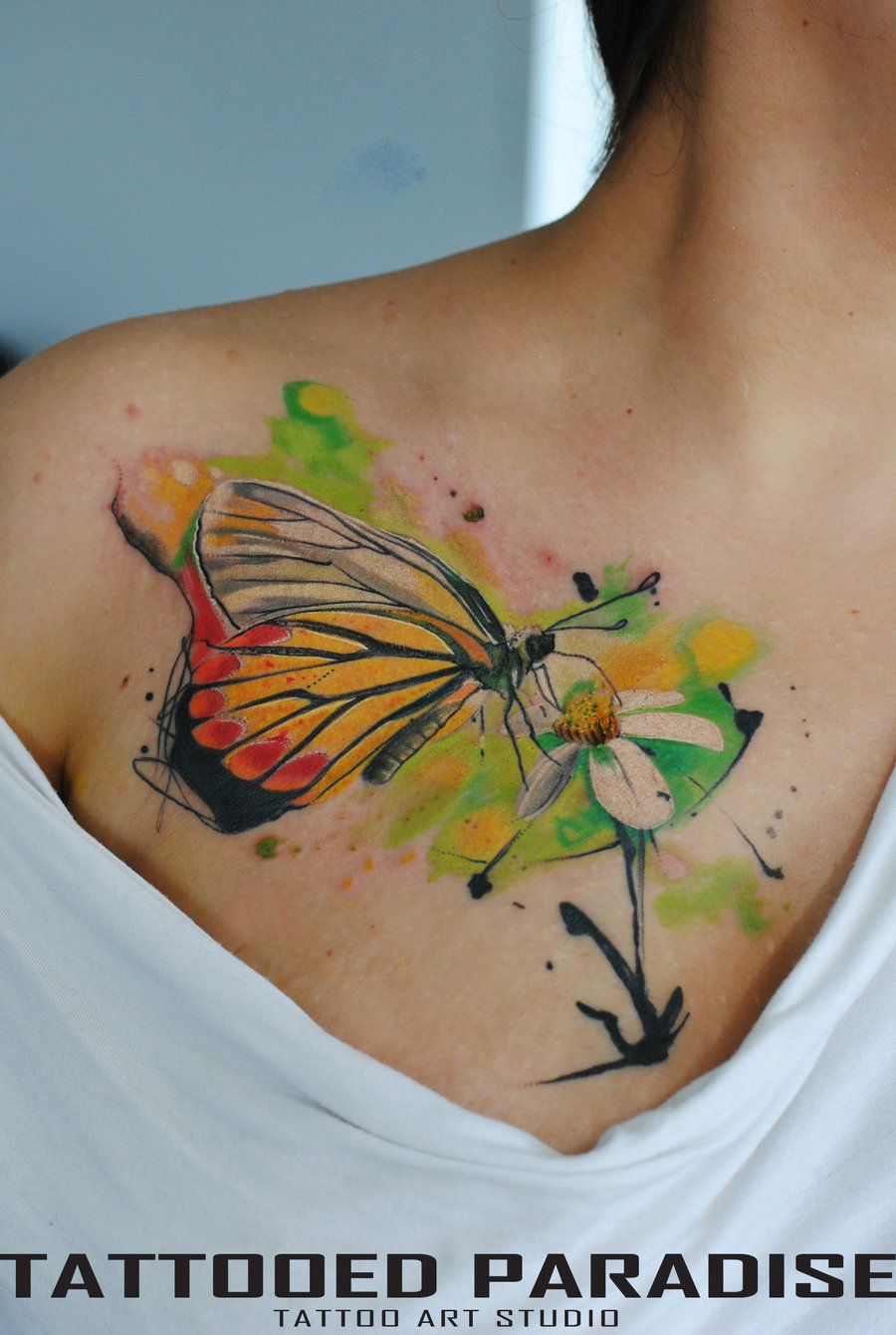 900x1340 Watercolor Tattoo Butterfly By Dopeindulgence - Watercolor Ladybug Tattoo