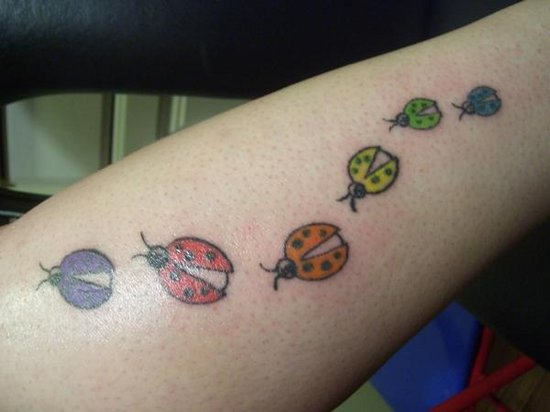 550x412 Awesome Colored Ladybug Tattoos - Watercolor Ladybug Tattoo