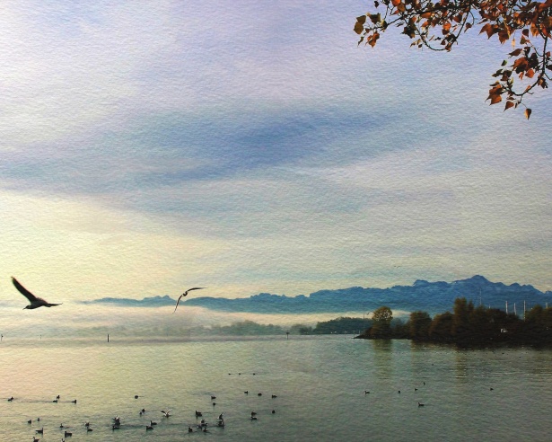 615x492 Lake Watercolor Painting Free Stock Photo - Watercolor Lake