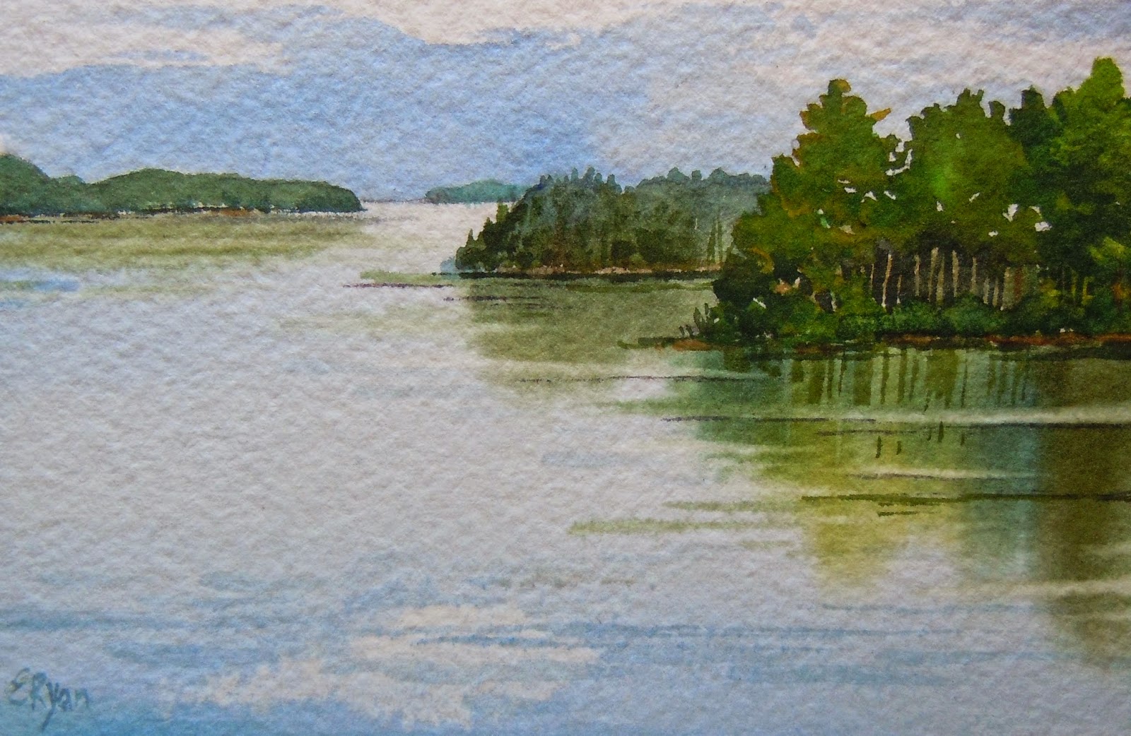1600x1042 Maine Lake Paintings - Watercolor Lake