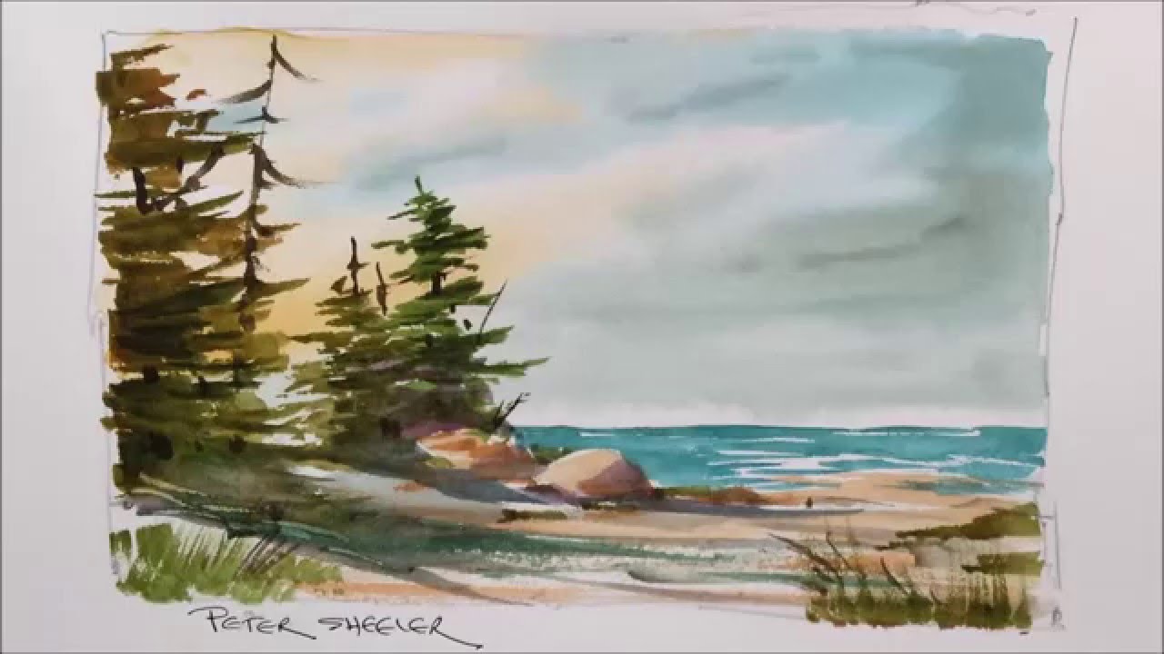 1280x720 A Quick And Fun Watercolor Demonstration Of A Lake Shoreline - Watercolor Lake