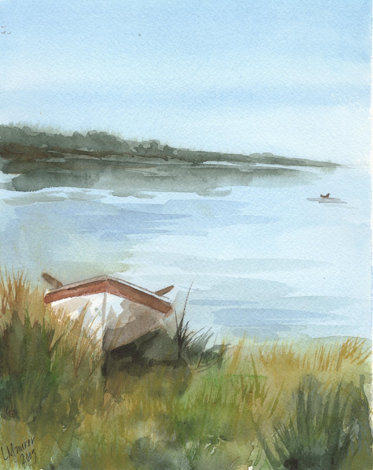 1269x1600 Picnic Lake Murray Watercolor Painting Lauren Maurer Artworks - Watercolor Lake