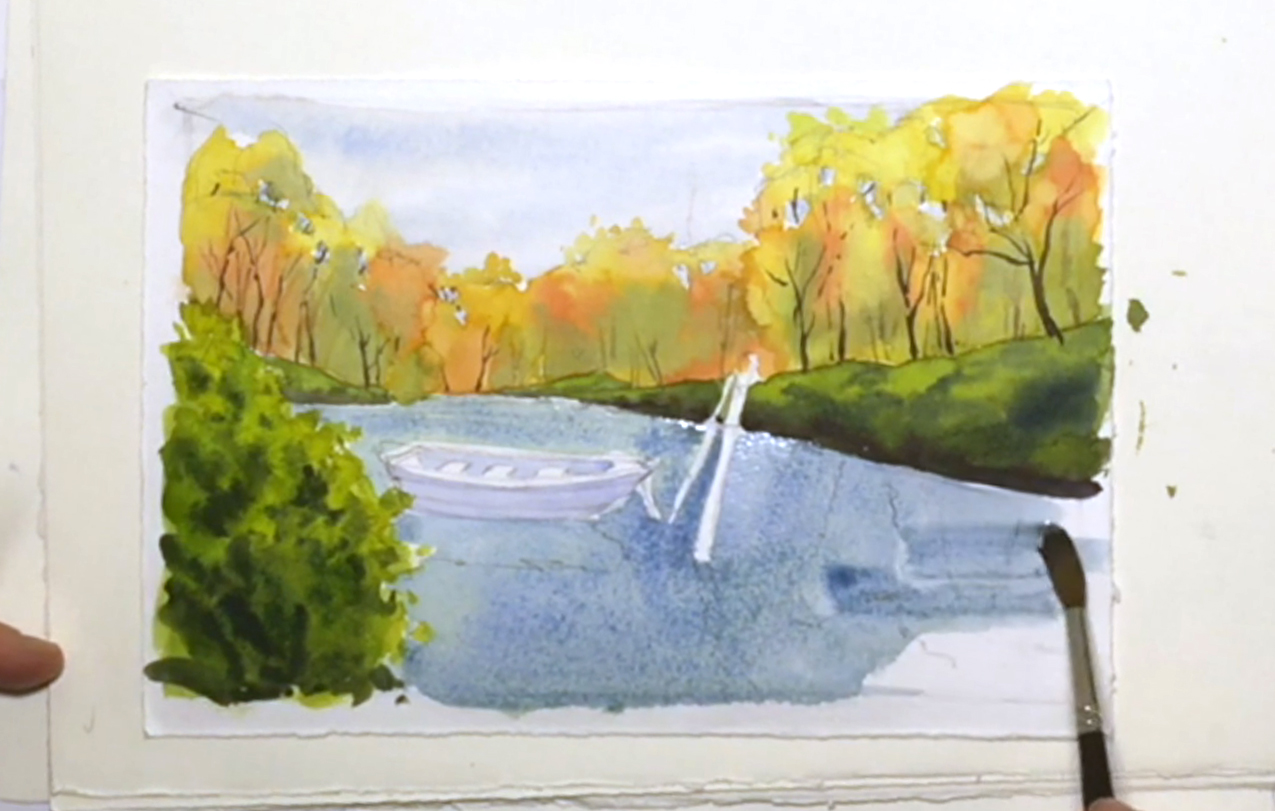 1275x811 Fun Lake Scene Teaches Watercolor Techniques For Water Amp Reflections - Watercolor Lake