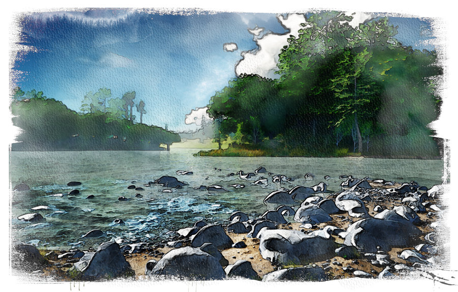 900x573 Lake Watercolour By Struckdumb - Watercolor Lake Scenes