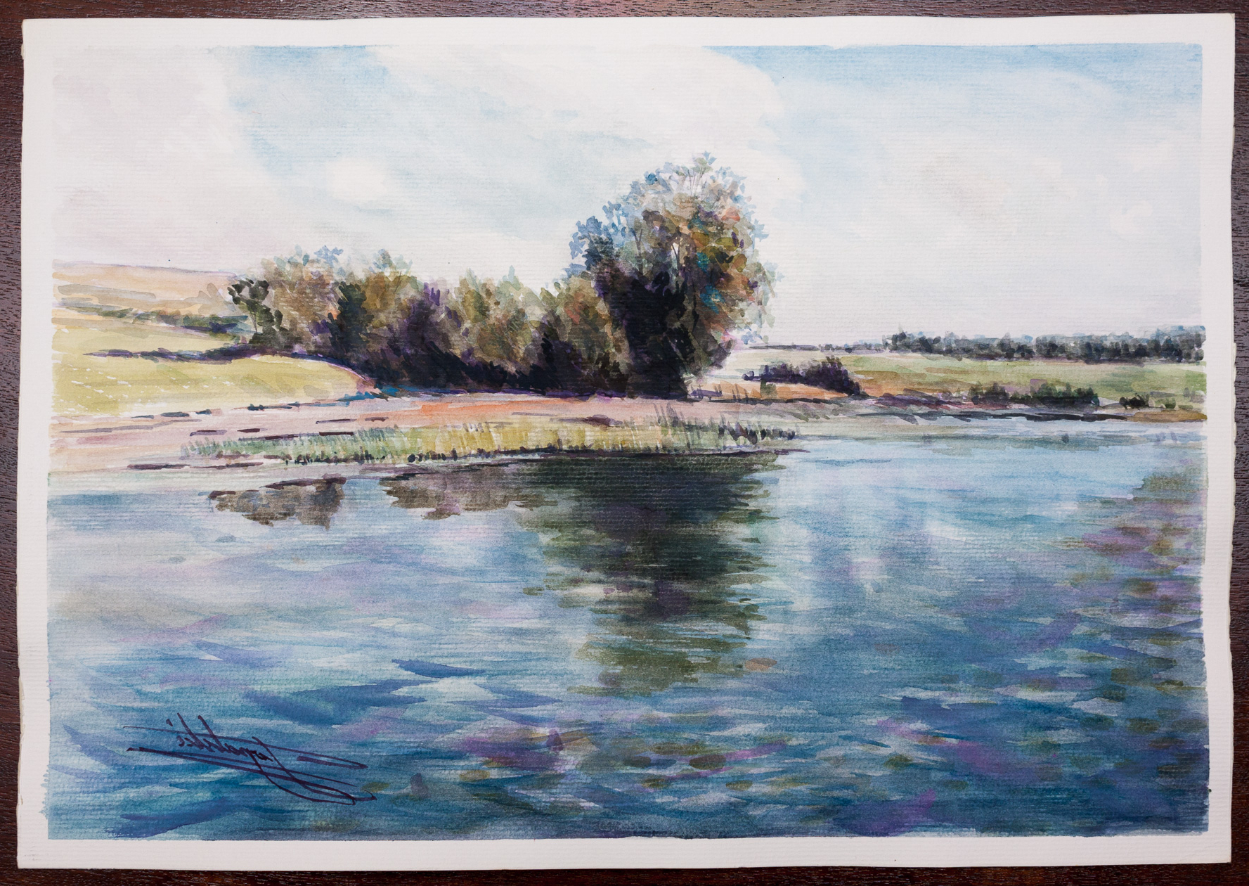 1777x1260 Painting In Water Colour Lake Scene Watercolor Painting Fine - Watercolor Lake Scenes