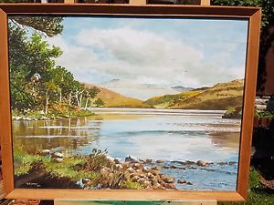 300x225 Vintage Lovely Watercolor Lake Scene (Wales ) By W.w. Gomme Dated - Watercolor Lake Scenes