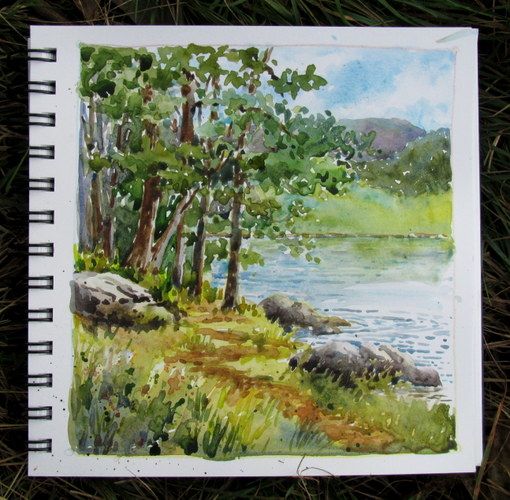 510x500 Everyday Artist Step By Step Watercolor Lake Scene Painting - Watercolor Lake Scenes