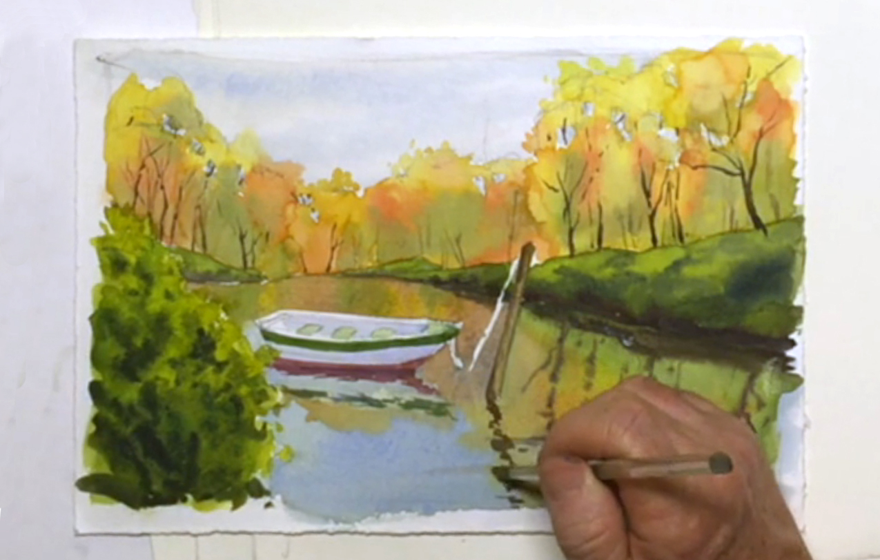 1275x811 Fun Lake Scene Teaches Watercolor Techniques For Water Amp Reflections - Watercolor Lake Scenes