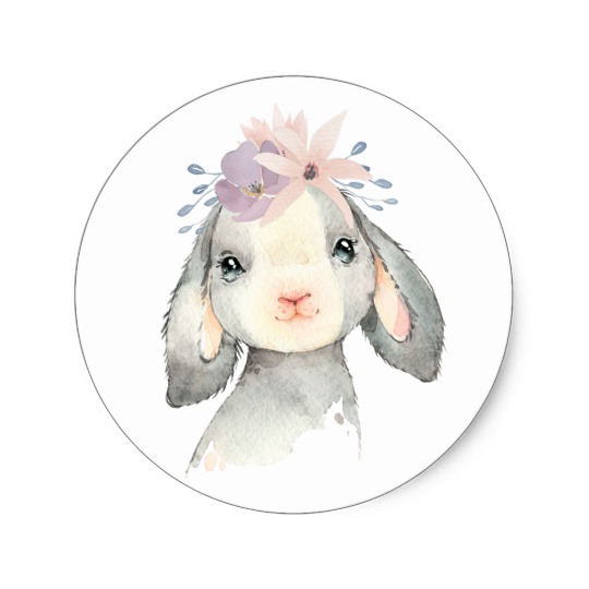 540x540 Cute Watercolor Baby Lamb With Flowers Classic Round Sticker - Watercolor Lamb