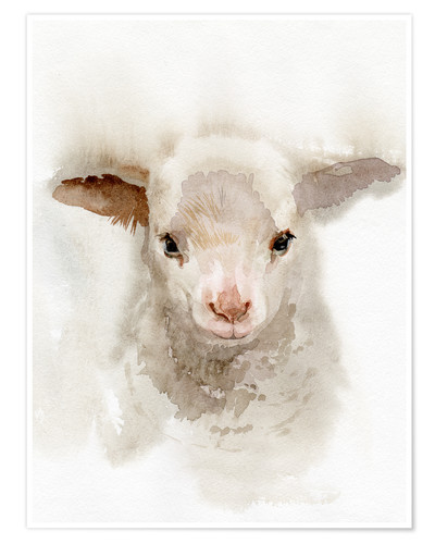 400x500 Verbrugge Watercolor Lamb Watercolor Poster Posterlounge - Watercolor Lamb