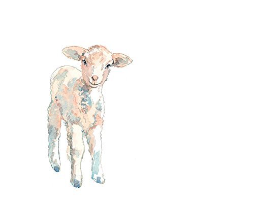 500x400 Baby Lamb Watercolor Print (Unframed) Handmade - Watercolor Lamb