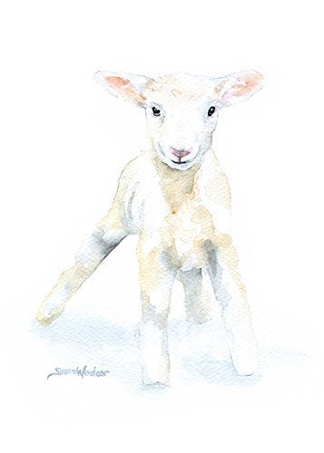357x500 Lamb Watercolor Print Handmade - Watercolor Lamb