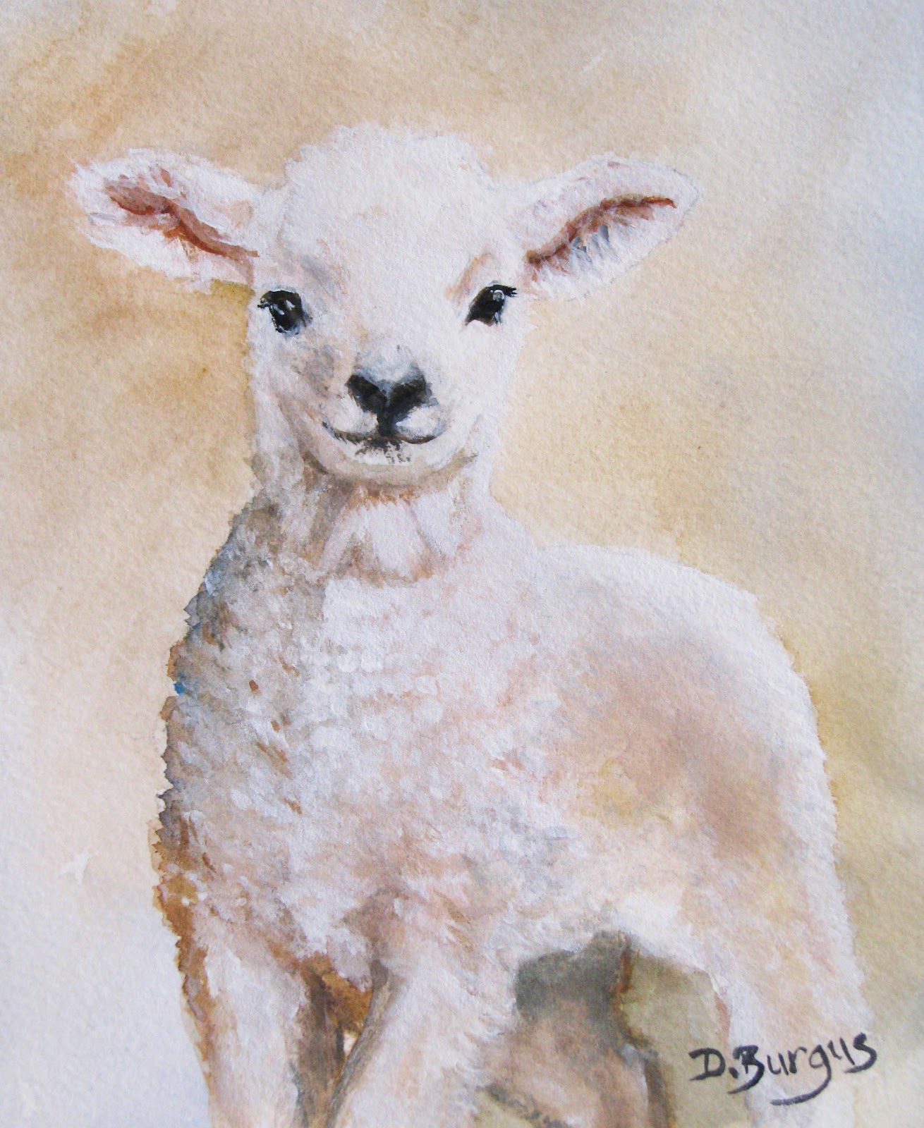 1310x1600 Art Helping Animals Little Lamb Watercolor Painting By Della Burgus - Watercolor Lamb