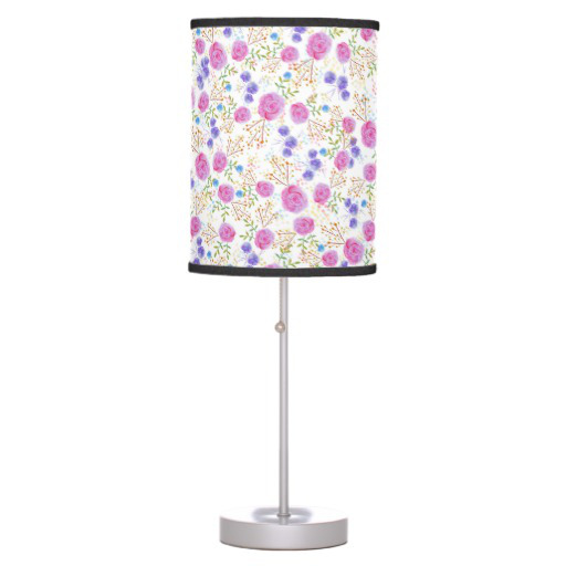 512x512 Pretty Watercolor Floral Design Table Lamp Zazzle, Pretty Table - Watercolor Lamp
