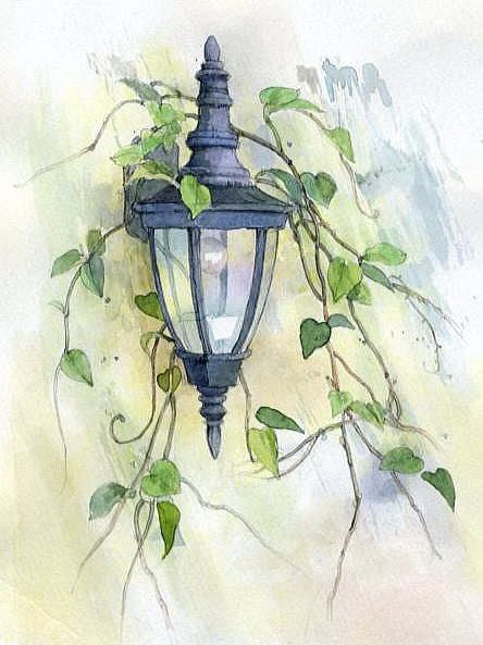 444x593 Watercolor Lantern Art Watercolor, Sketches And - Watercolor Lamp