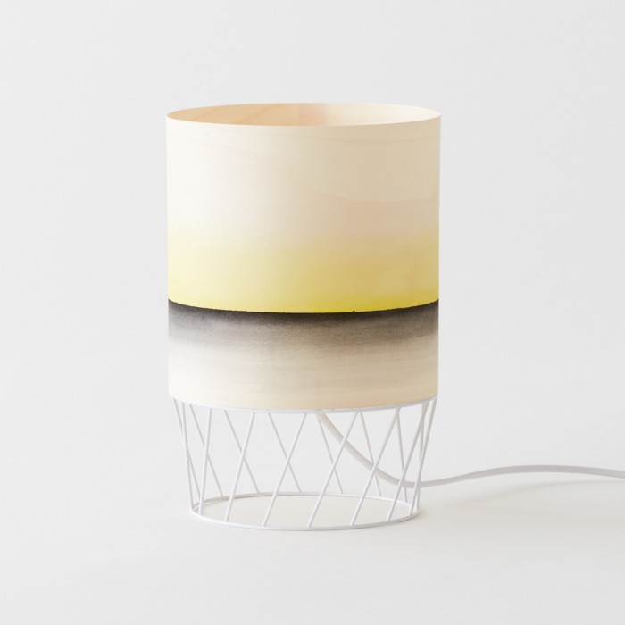 700x700 Dowood S Yellow Table Lamp In Wood Veneer Watercolored - Watercolor Lamp