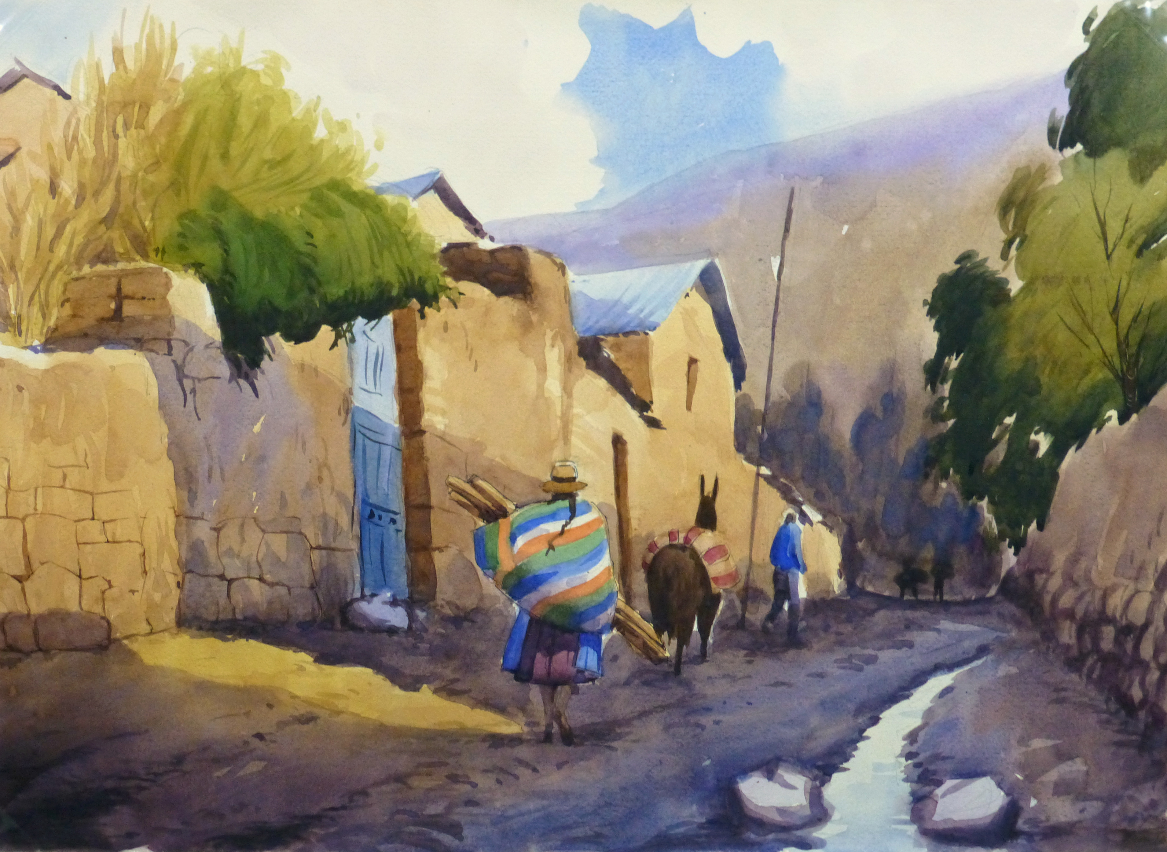 3819x2788 Peru Watercolor Painting - Watercolor Landscape