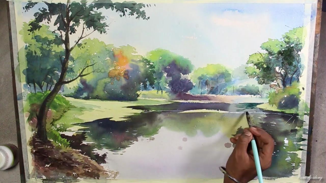1280x720 Watercolor Landscape Painting Speed Art Video - Watercolor Landscape