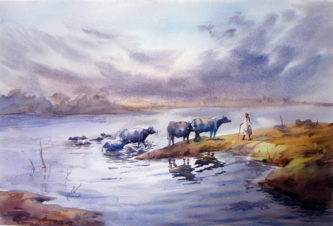 1080x732 Artstation - Watercolor Landscape