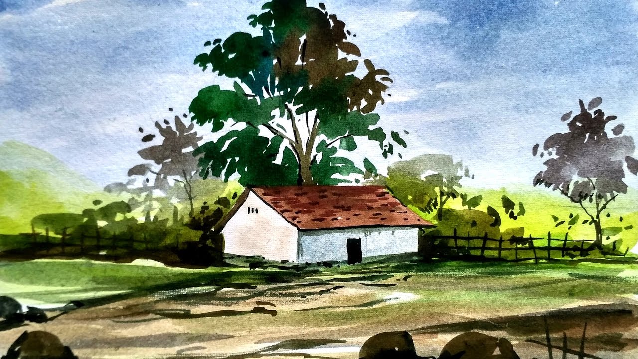 1280x720 Simple Watercolor Landscape Painting, Watercolor Painting For - Watercolor Landscape