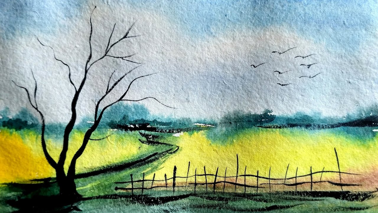 1280x720 Simple And Easy Landscape In Watercolor Paint With David - Watercolor Landscape Easy