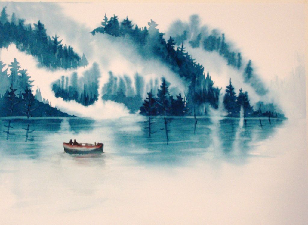 1024x747 Monochromatic Watercolor Landscape - Watercolor Landscape Ideas