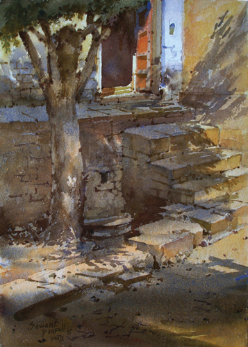 357x500 Landscape Paintings In Watercolor By Prafull Sawant - Watercolor Landscape Images