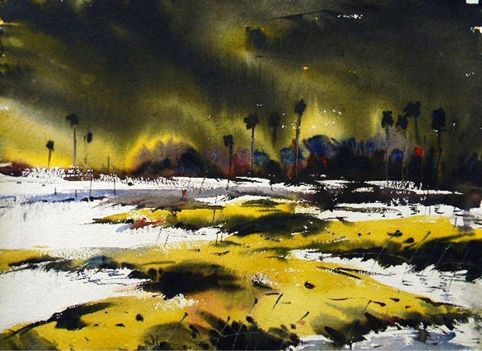 690x503 Landscape By Artist Tanay Singha Impressionism, Painting - Watercolor Landscape Images