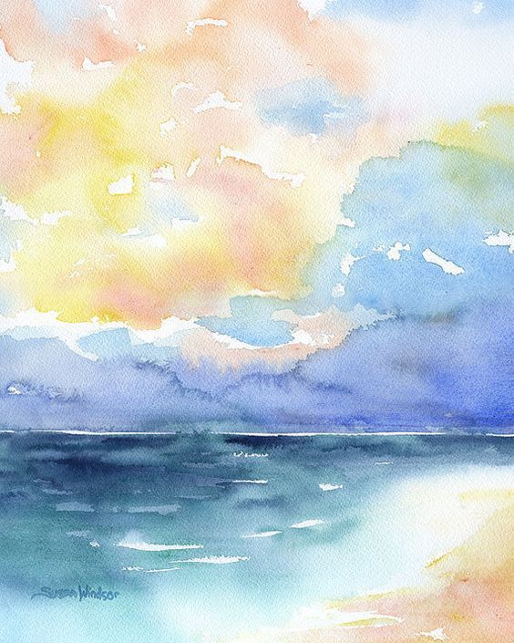 564x705 Abstract Watercolor Painting - Watercolor Landscape Ocean