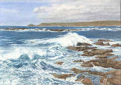 390x273 Rosalind Pierson, Miniaturist And Landscape Painter - Watercolor Landscape Ocean