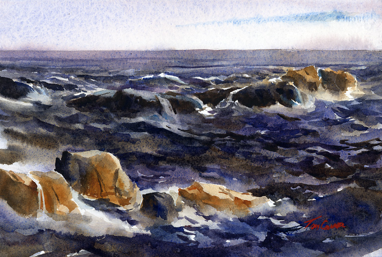 770x519 Back Shore Surf Original Watercolor Painting Vermont - Watercolor Landscape Ocean