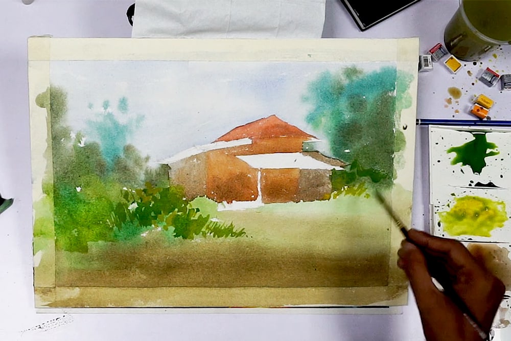 1000x667 Uneek Art Village Homestead - Watercolor Landscape Paintings For Beginners