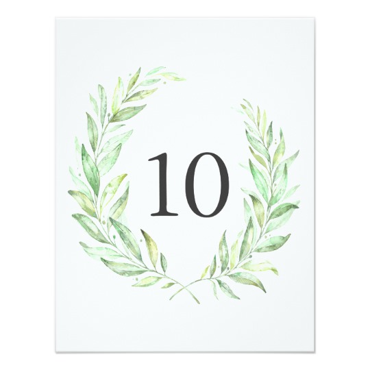 540x540 Watercolor Greenery Laurel Wreath Table Number Zazzle.co.uk - Watercolor Laurel Wreath