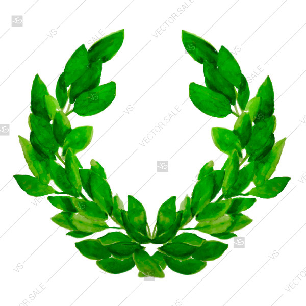 600x600 Watercolor Green Laurel Wreath - Watercolor Laurel Wreath