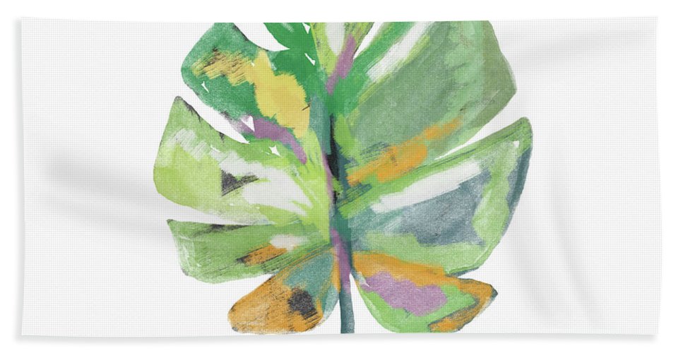 967x500 Watercolor Palm Leaf Art By Linda Woods Beach Towel For Sale By - Watercolor Leaf Art