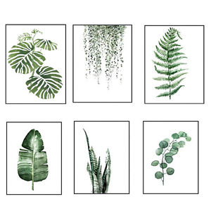 300x300 Watercolor Plant Leaves Poster Minimalist Art Canvas Painting Wall - Watercolor Leaf Art